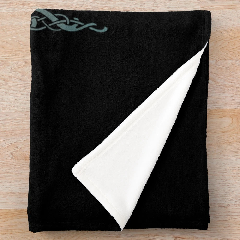 Plush blanket with Odin, the Nordic god, in a mystical celtic knot design