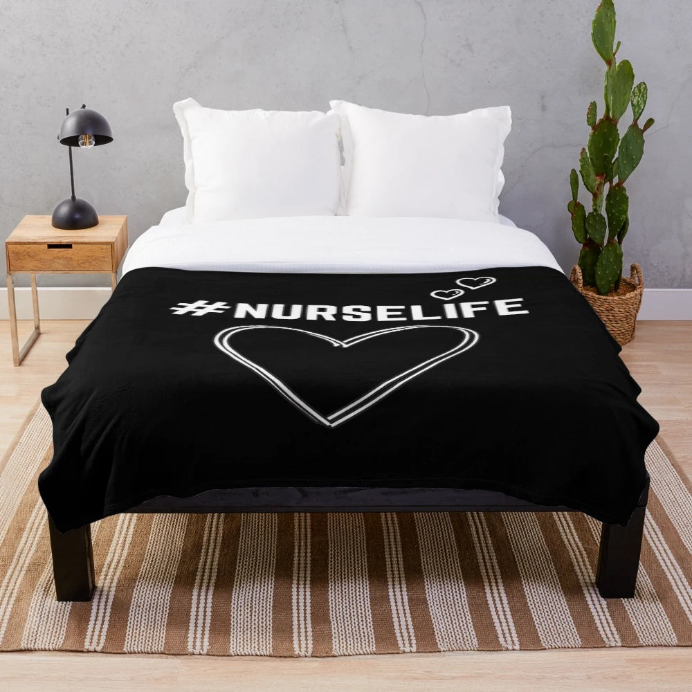 Nurse plush blanket with medical and holiday themes
