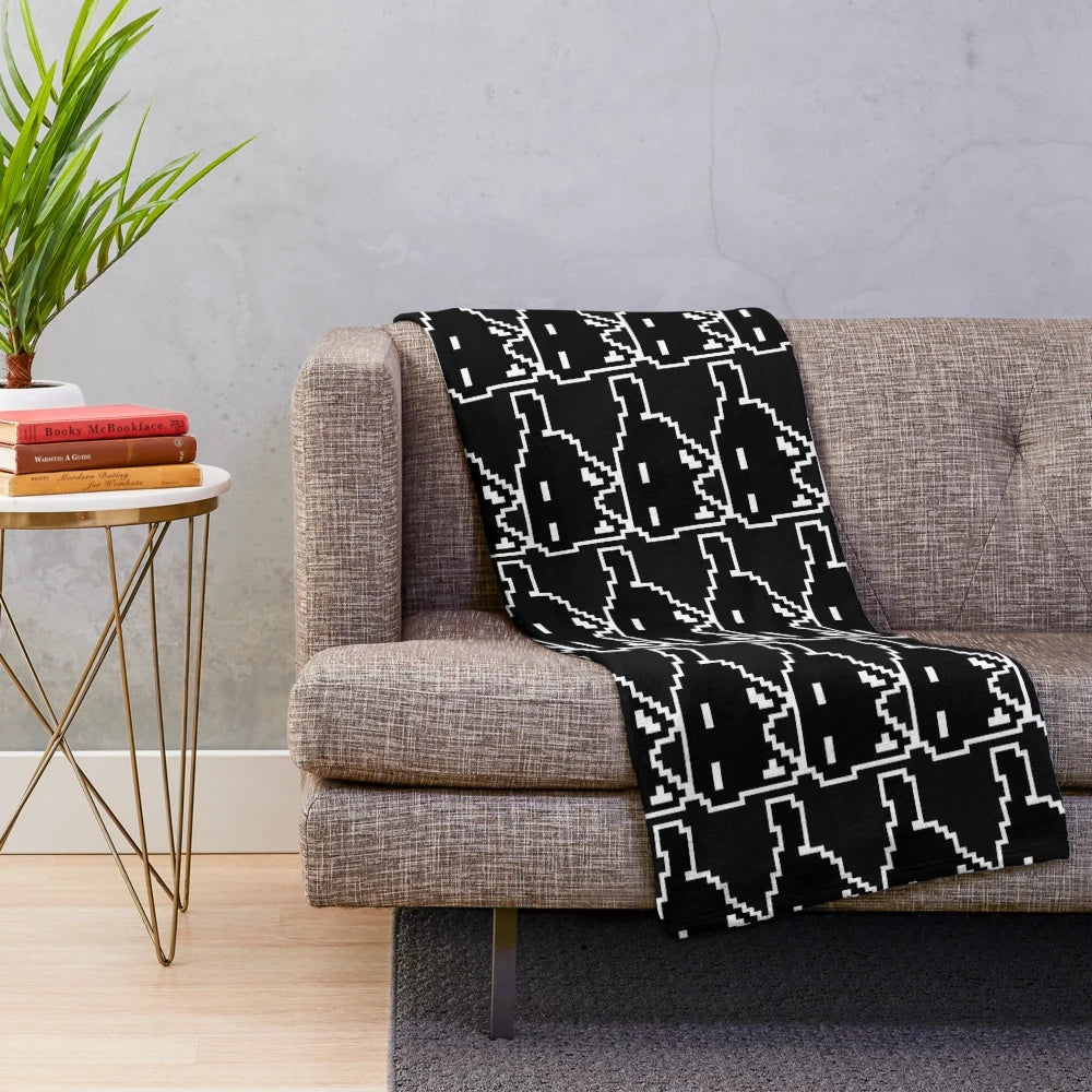 Omori cat mewo inspired plush blanket with pixel art design