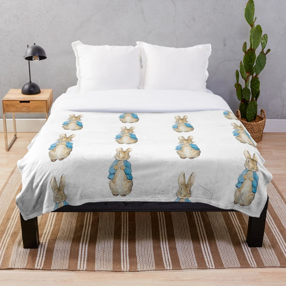 Soft, plush blanket featuring a Peter Rabbit-inspired design