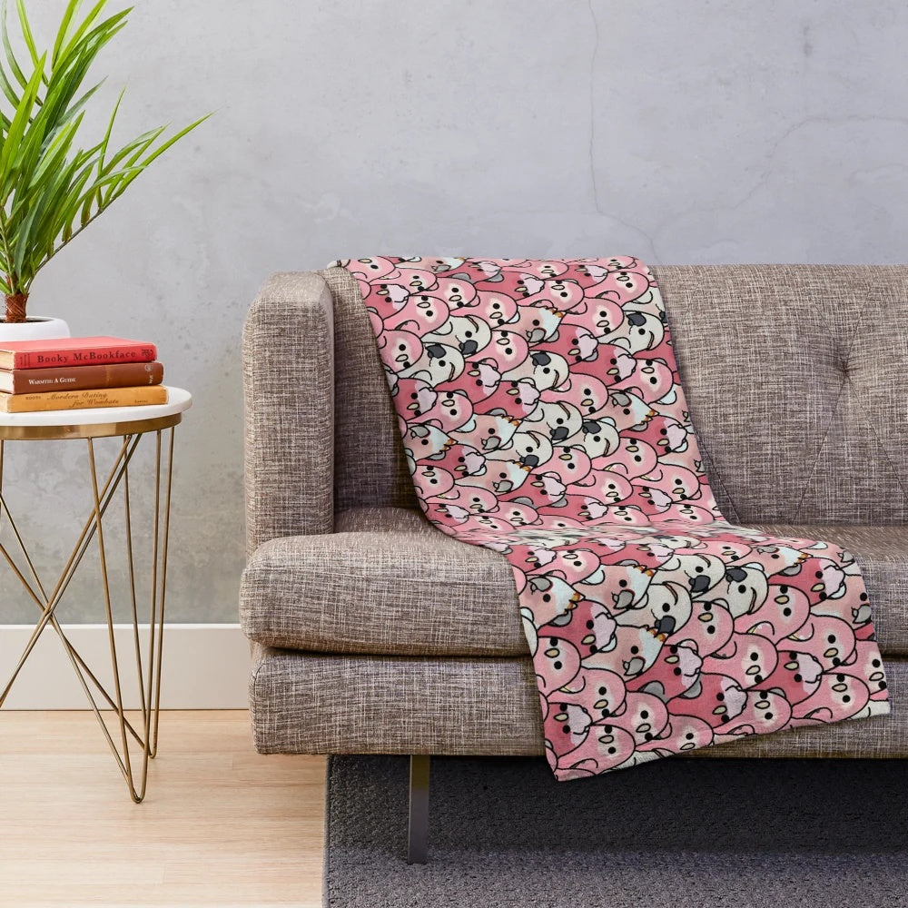Pink parrot plush blanket with tropical bird design