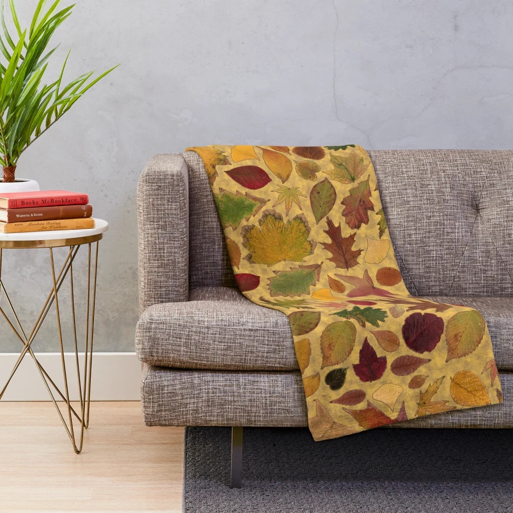 Soft and luxurious plush autumn blanket with vibrant fall colors