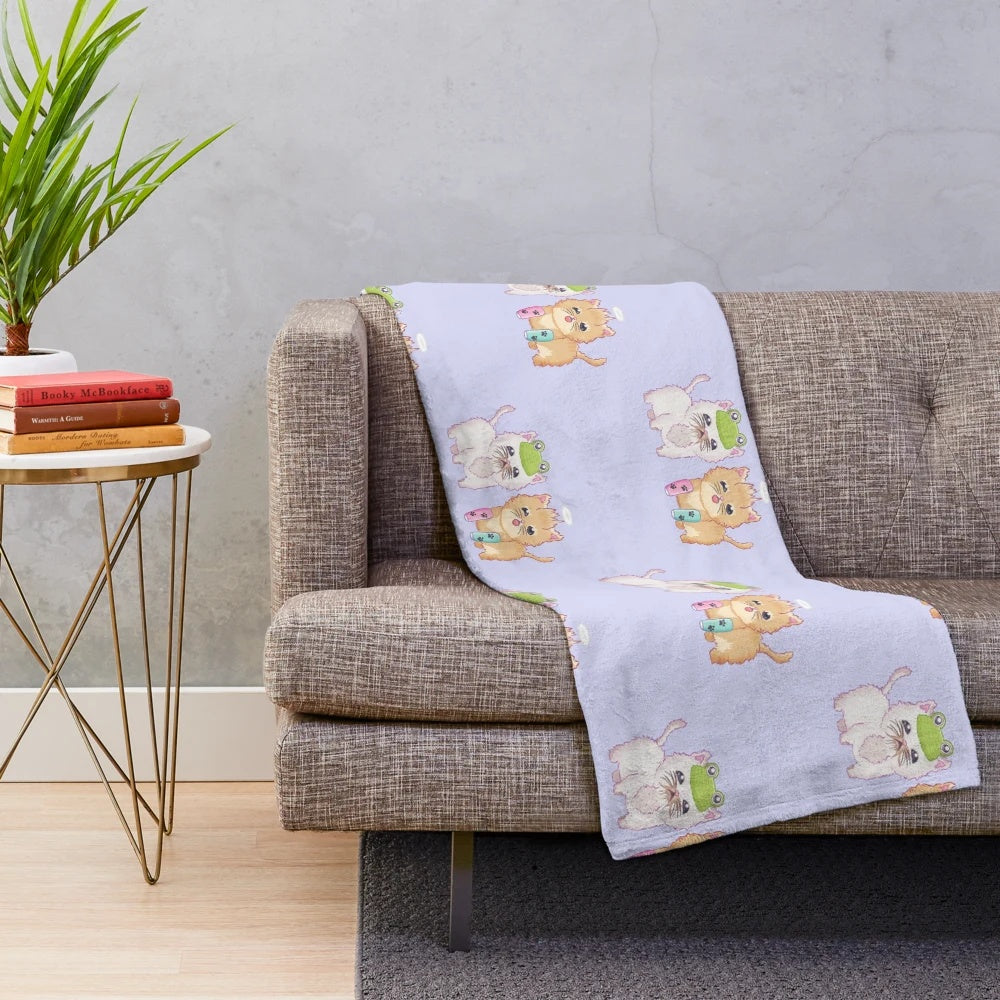 Plush blanket with cute kittens Tater Tot and Wisp