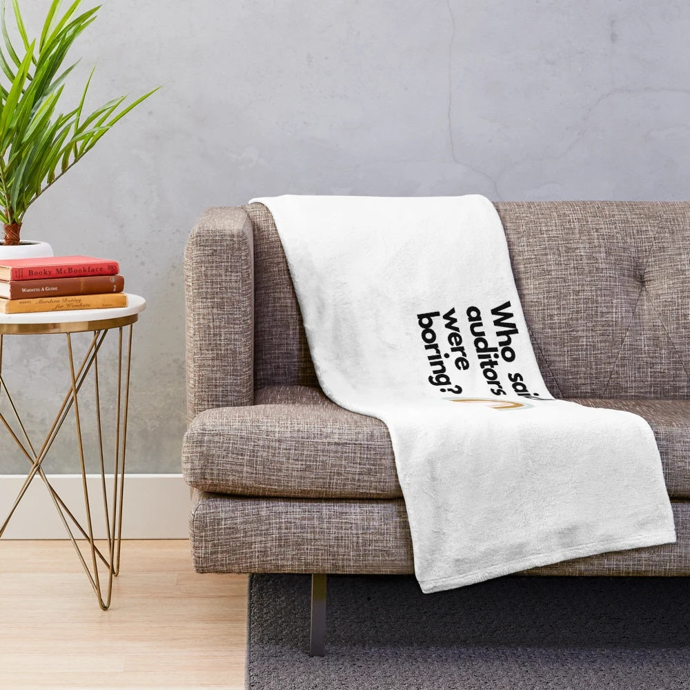 Plush blanket featuring a rainbow design and text about accountants, auditors, and bookkeepers