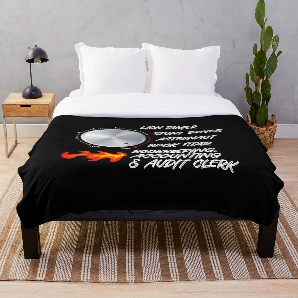 Plush blanket with accounting, bookkeeping and audit clerk graphic design