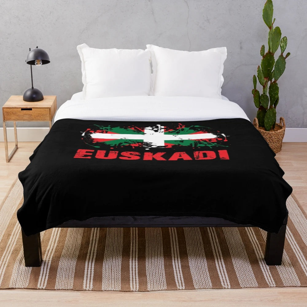 Plush blanket featuring the Basque country flag and map