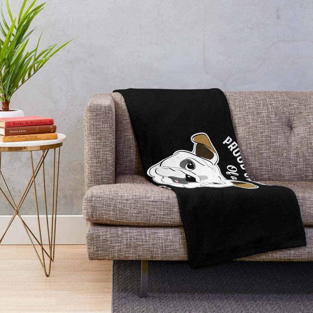 Soft plush blanket with a funny and cute English bulldog design for bulldog lovers