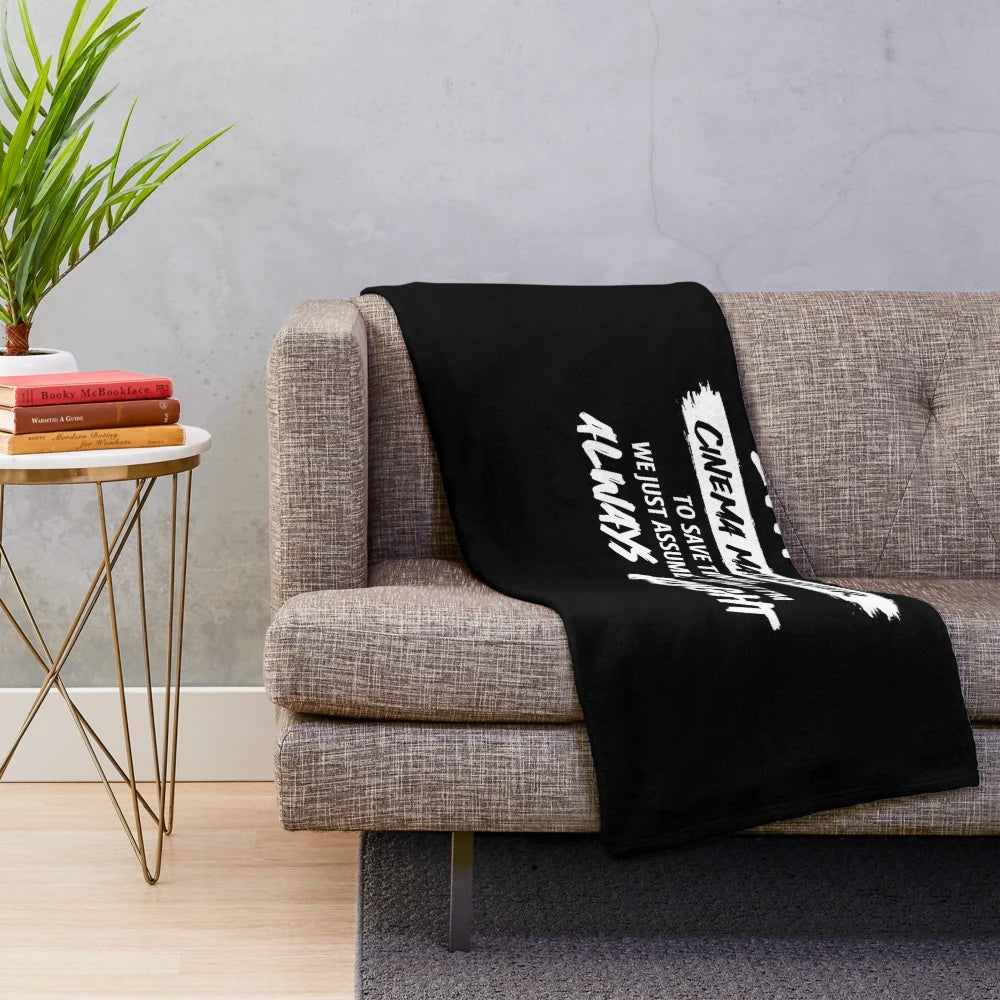 Cozy plush blanket featuring a funny cinema manager slogan