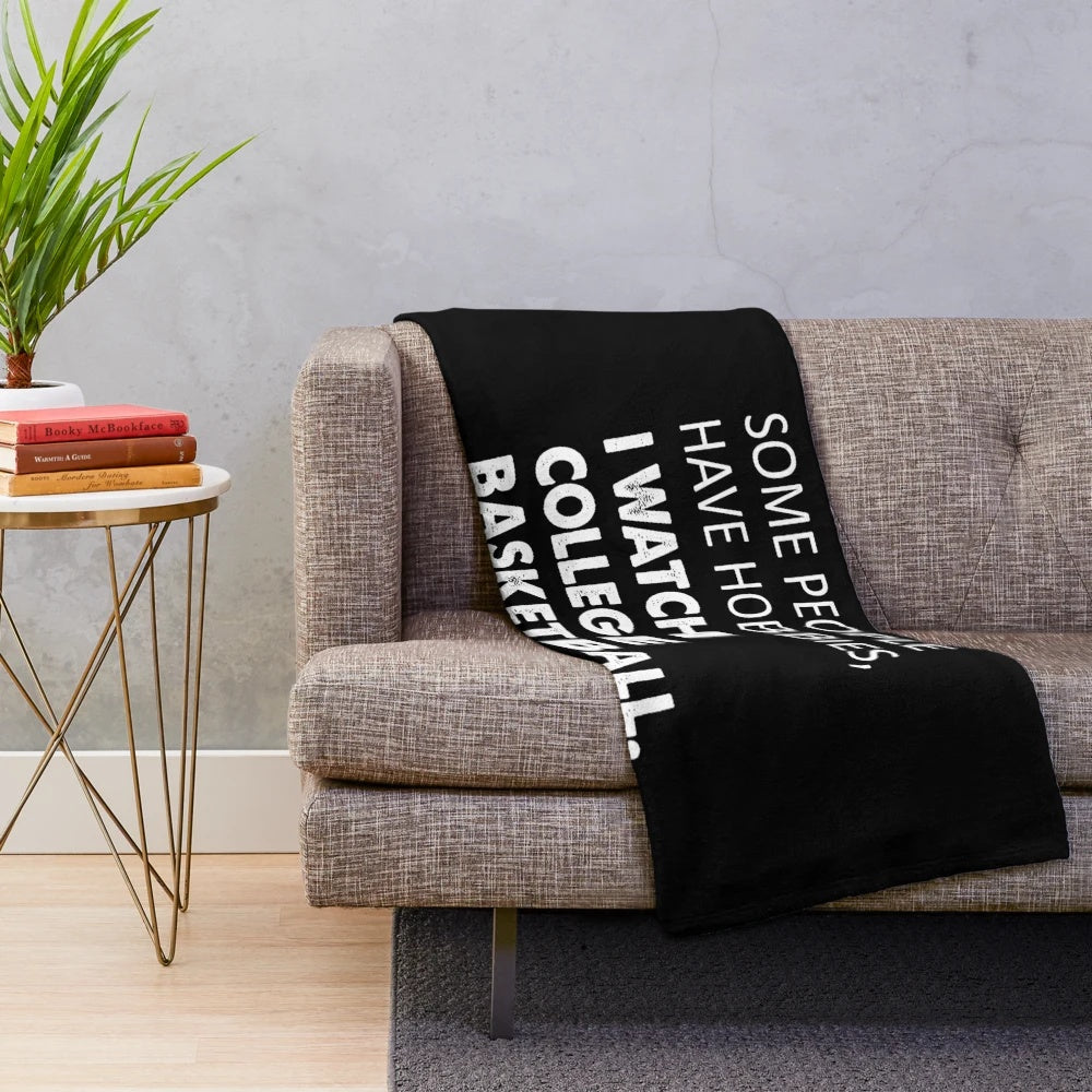 Cozy plush blanket with college basketball design