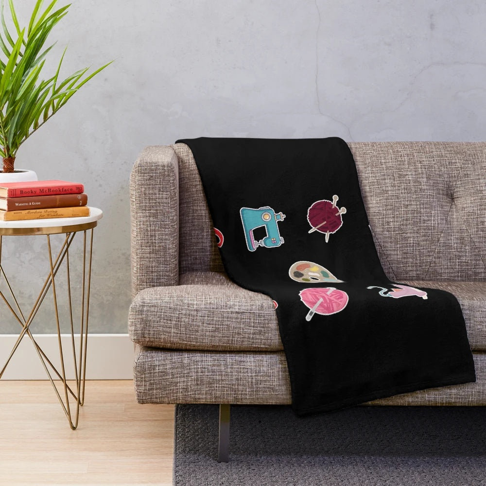 Cozy plush blanket with festive craft project design