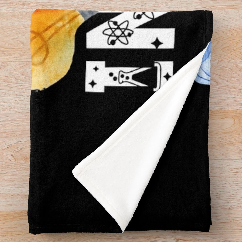Plush blanket with inspirational teaching-themed design