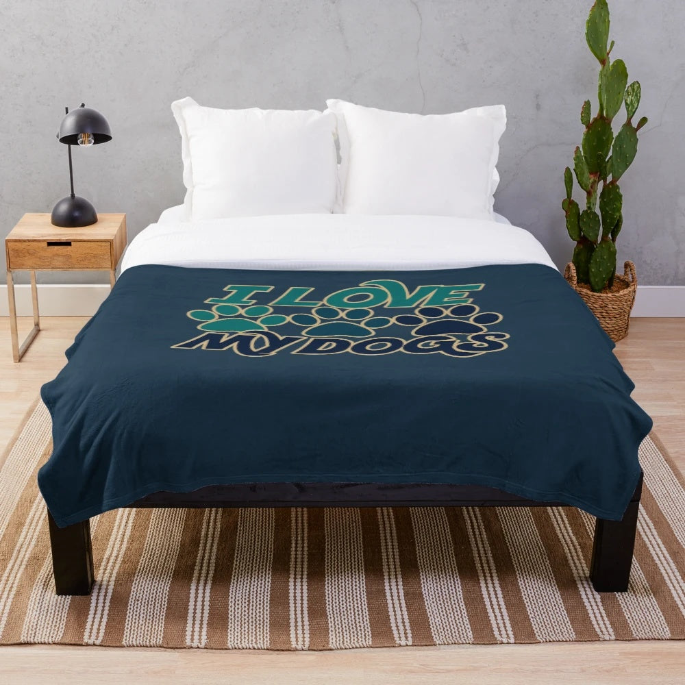 Soft and plush blanket featuring a dog design for dog owners