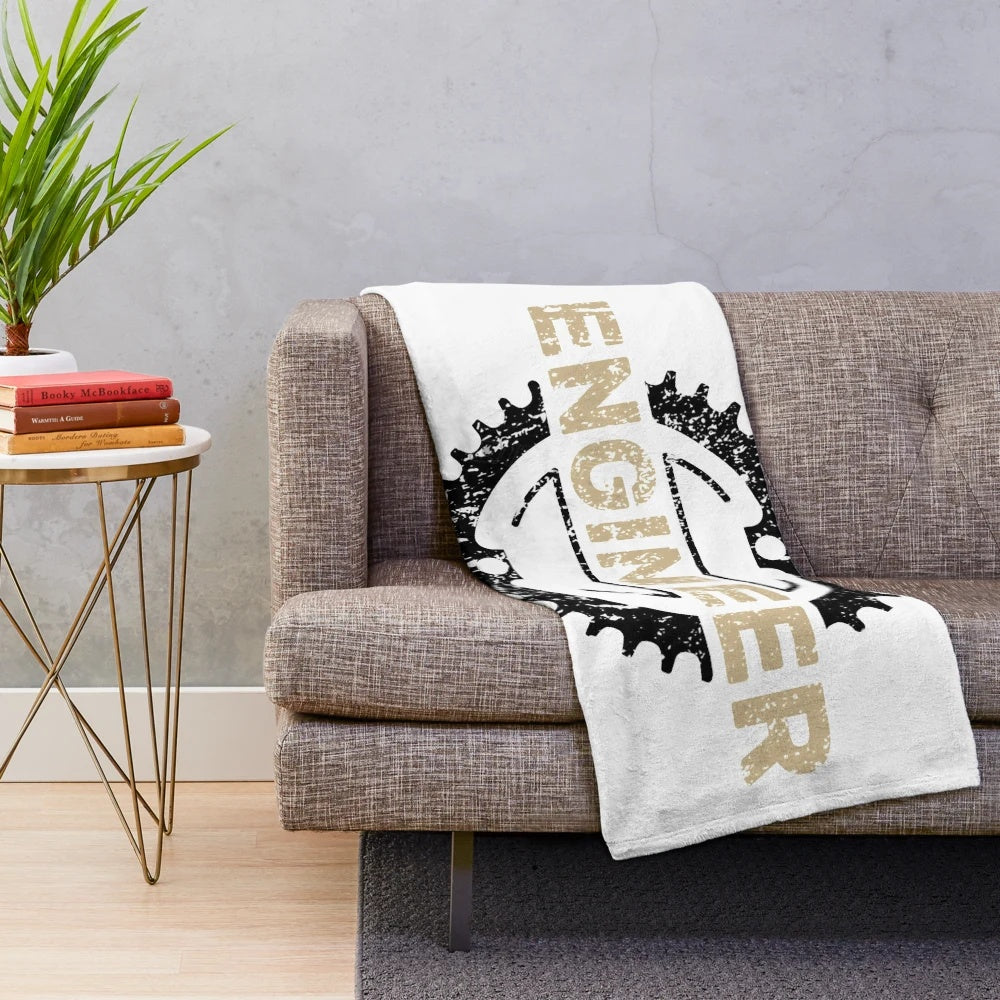 Funny engineering plush blanket with technical design