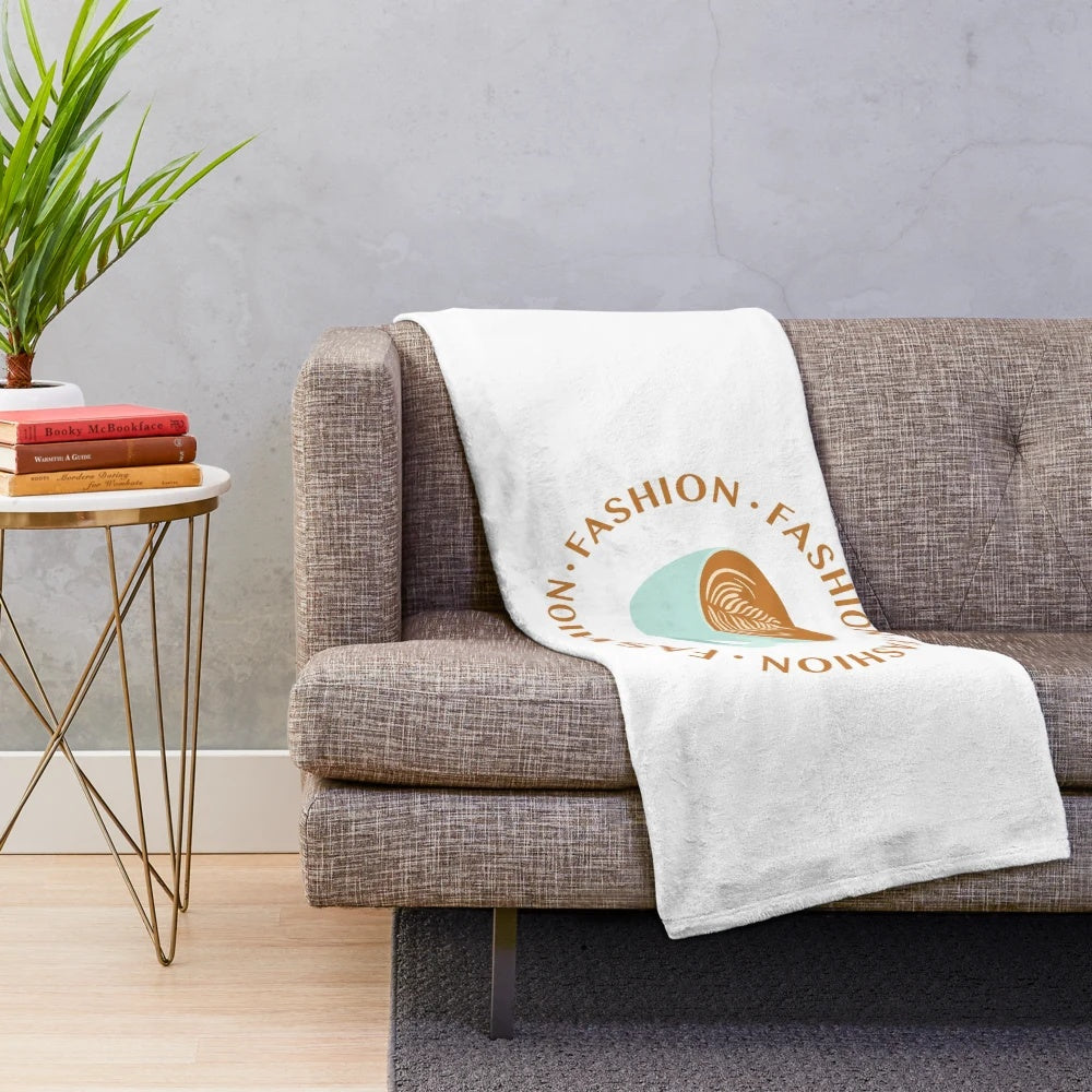 Plush blanket featuring a fashion designer and coffee cup design