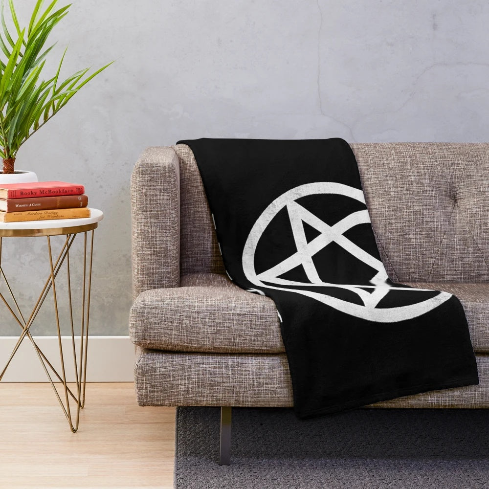 Plush blanket with Him band's Heartagram logo design