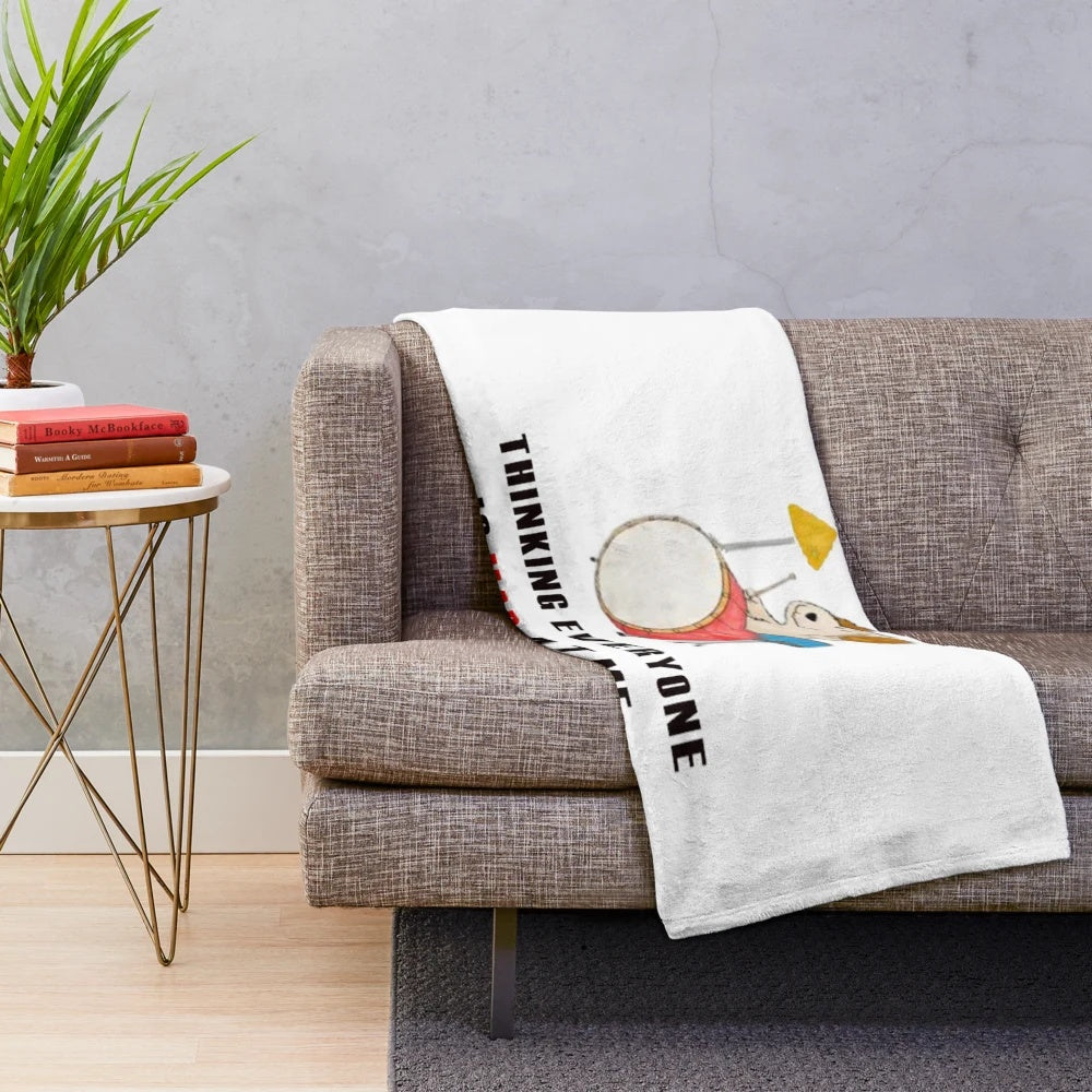 Soft and comfortable plush blanket with a music and overthinking theme
