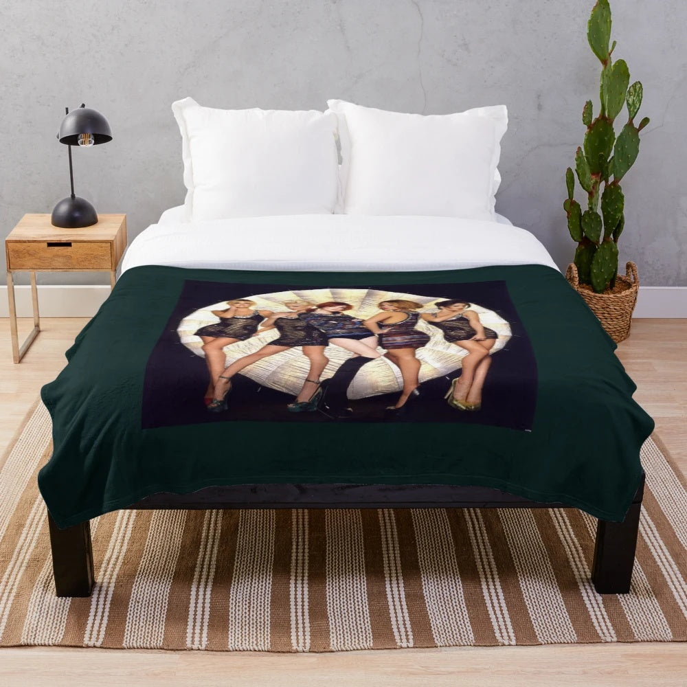 Plush blanket featuring 90s girl band-inspired design