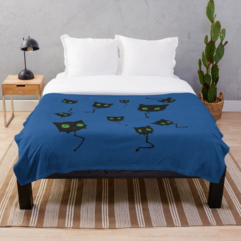 Blue Exorcist inspired plush blanket featuring coal tar designs