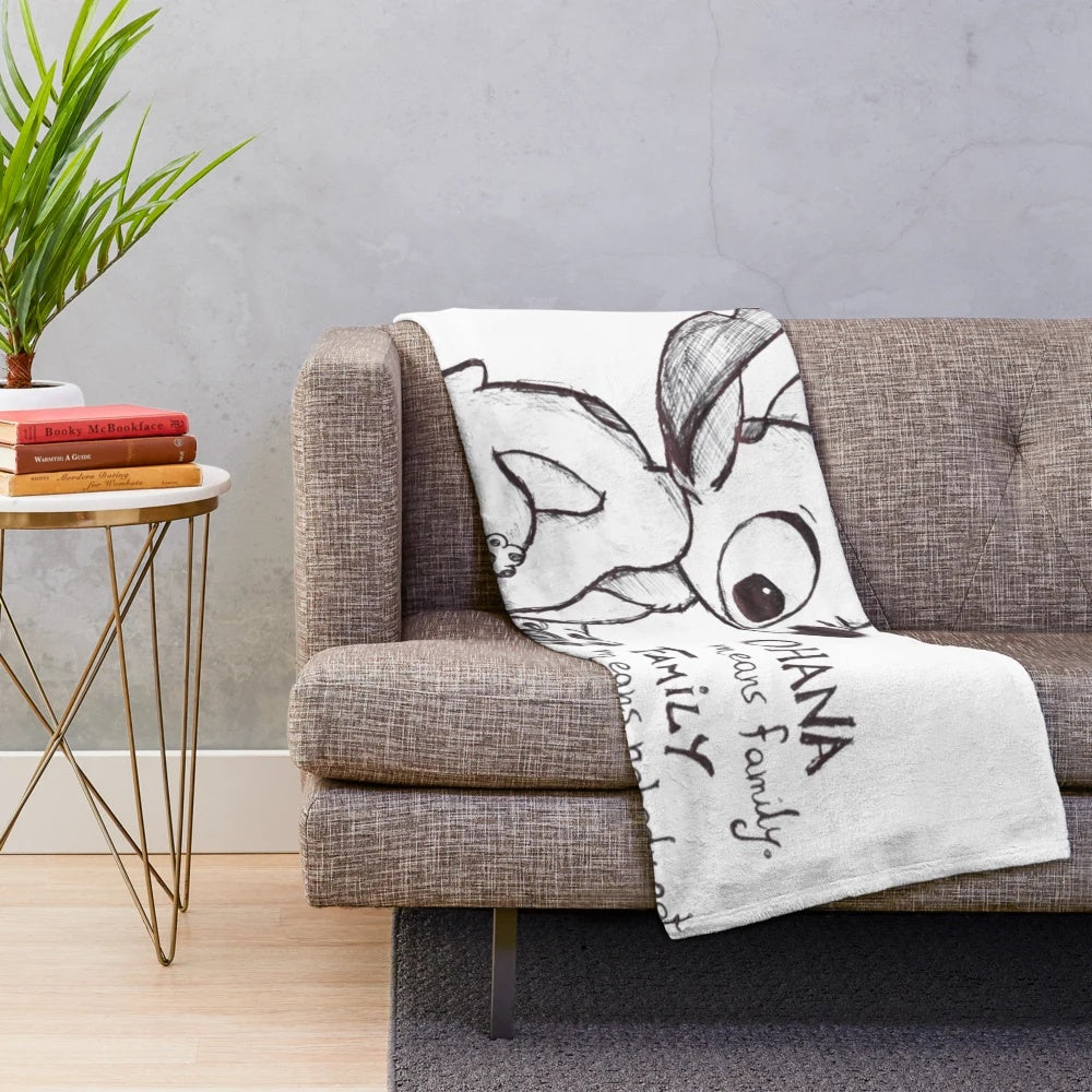 Soft, cuddly plush blanket featuring the iconic characters Lilo and Stitch from the Disney animated film