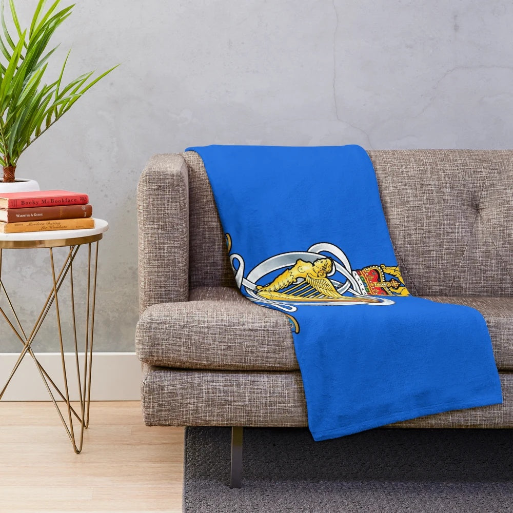 Plush blanket featuring the insignia of The Queen's Royal Hussars