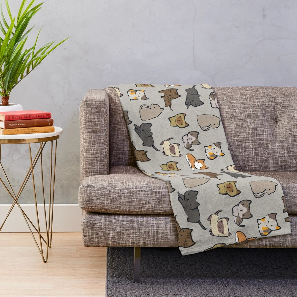 Cats on Silver Plush Blanket