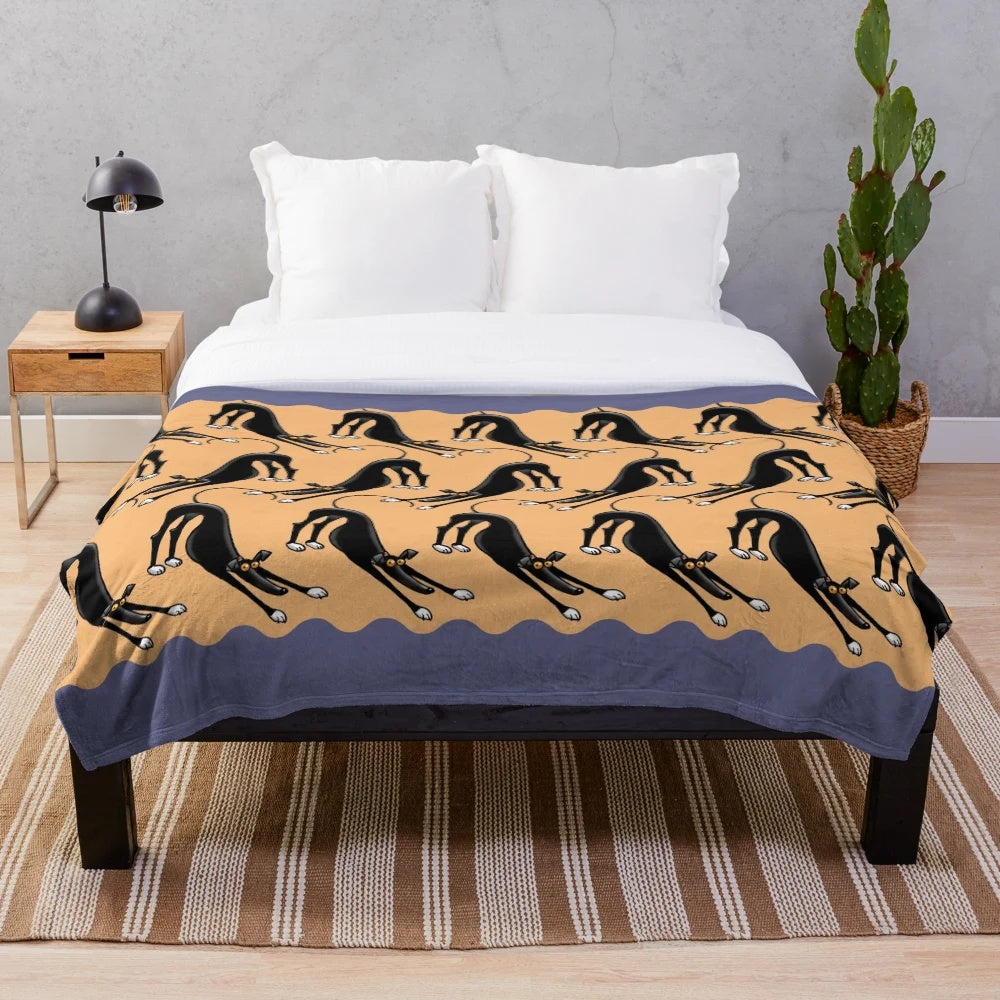 Plush blanket with cartoon dogs in a Bowdown pattern design
