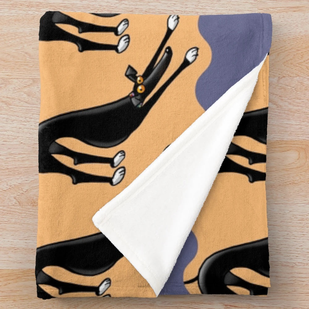 Plush blanket with cartoon dogs in a Bowdown pattern design
