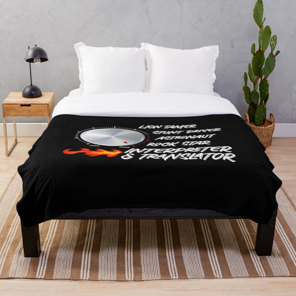Cozy plush blanket with a funny badass translator and interpreter graphic design