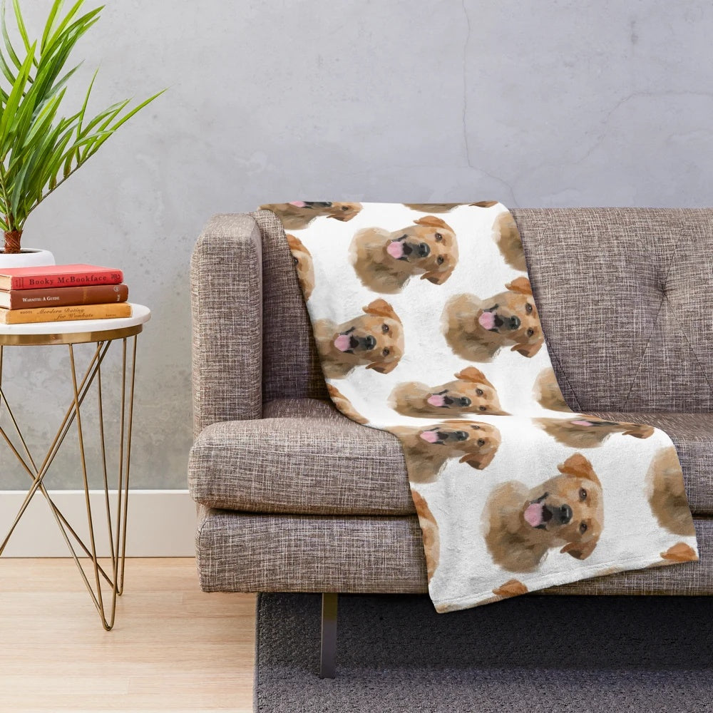Golden Yellow Labrador Retriever digital painting on a plush blanket