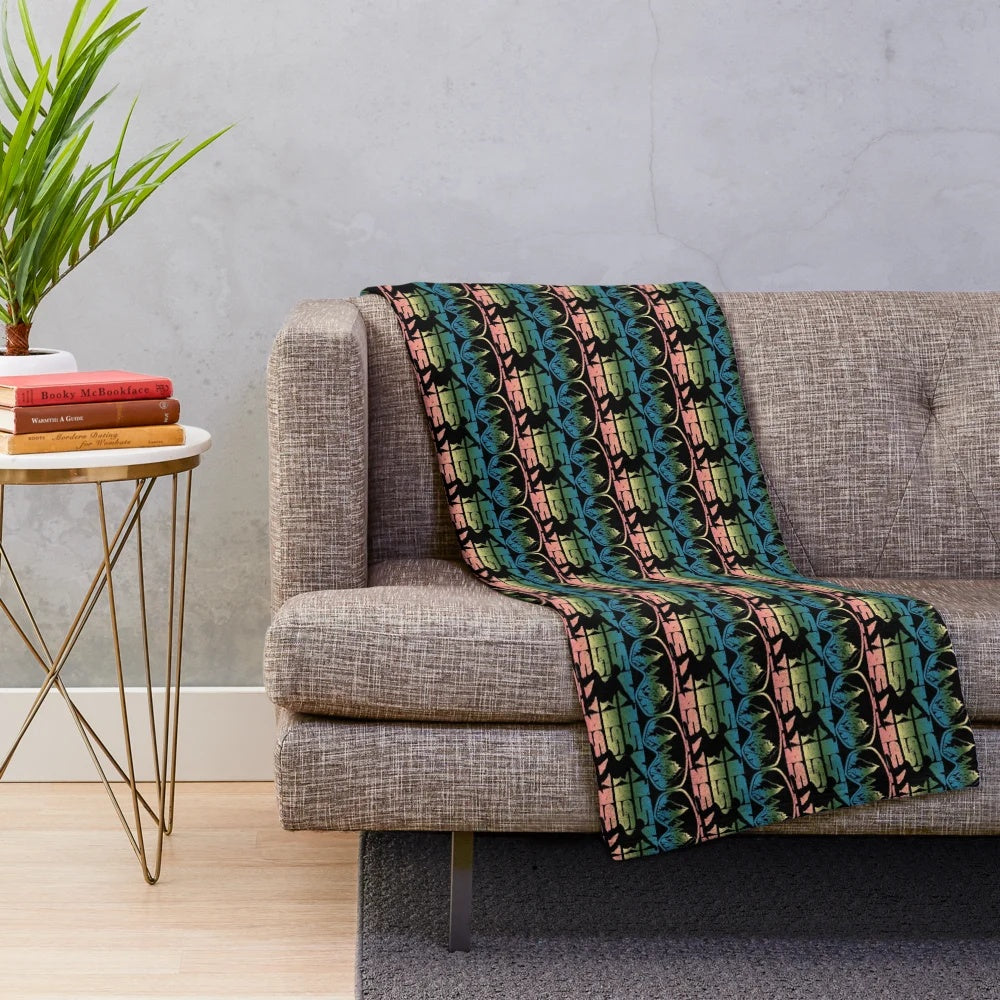 Cozy plush skiing blanket with gradient and distressed design