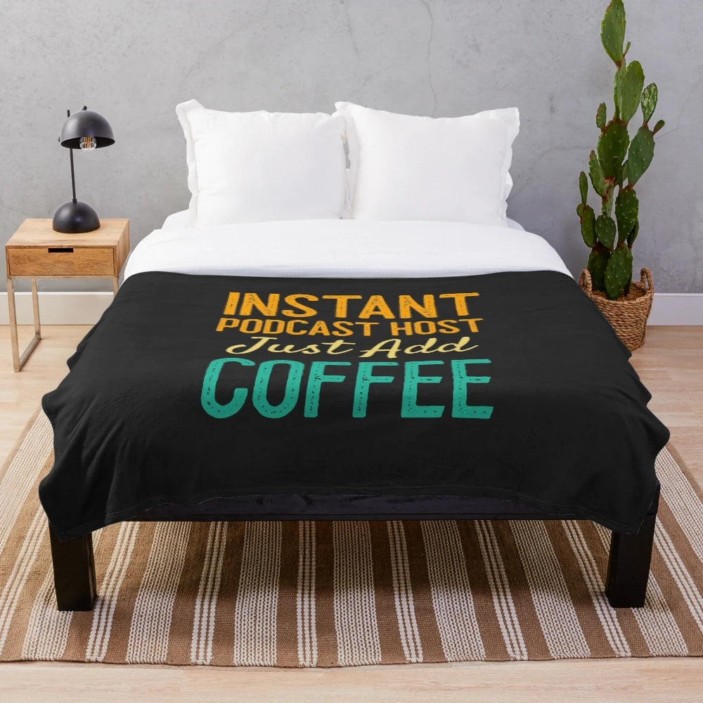 Cozy plush blanket with podcast and true crime design for podcast enthusiasts