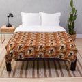 A soft, plush blanket featuring an adorable pug amid autumn leaves
