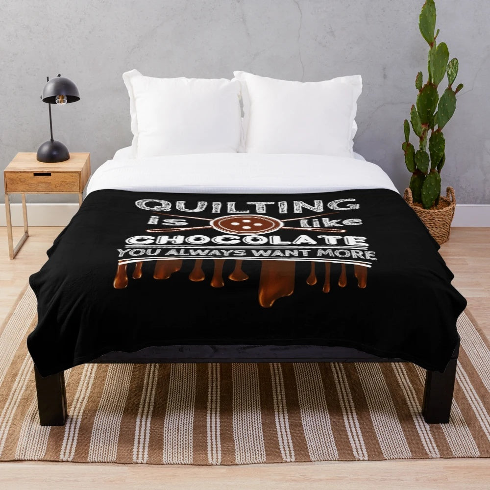 Quilting plush blanket with funny chocolate design