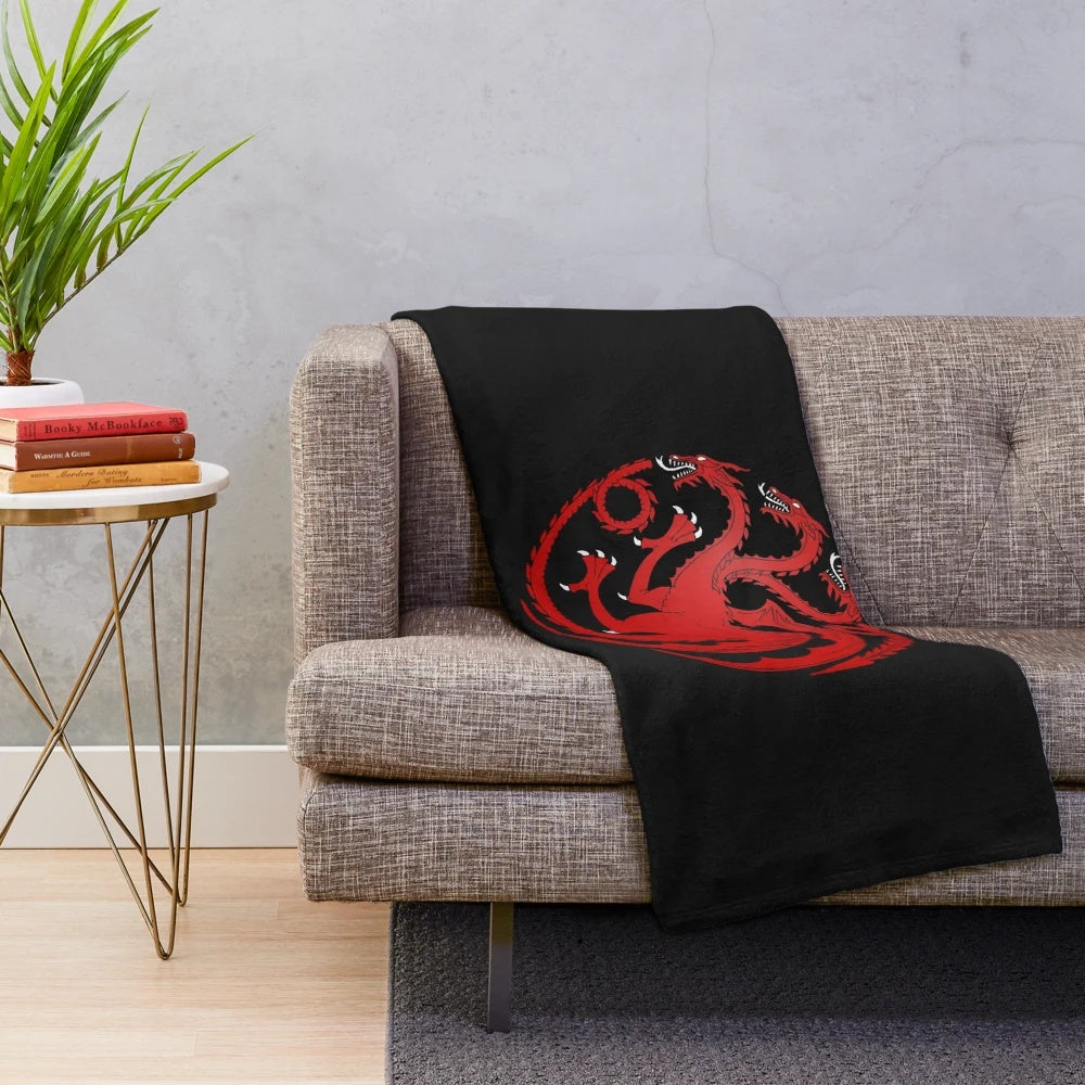 Red dragon plush blanket for fantasy lovers