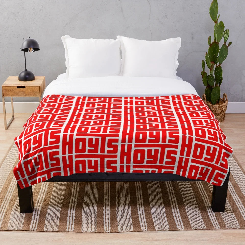 Red plush blanket with Hoyts cinema logo