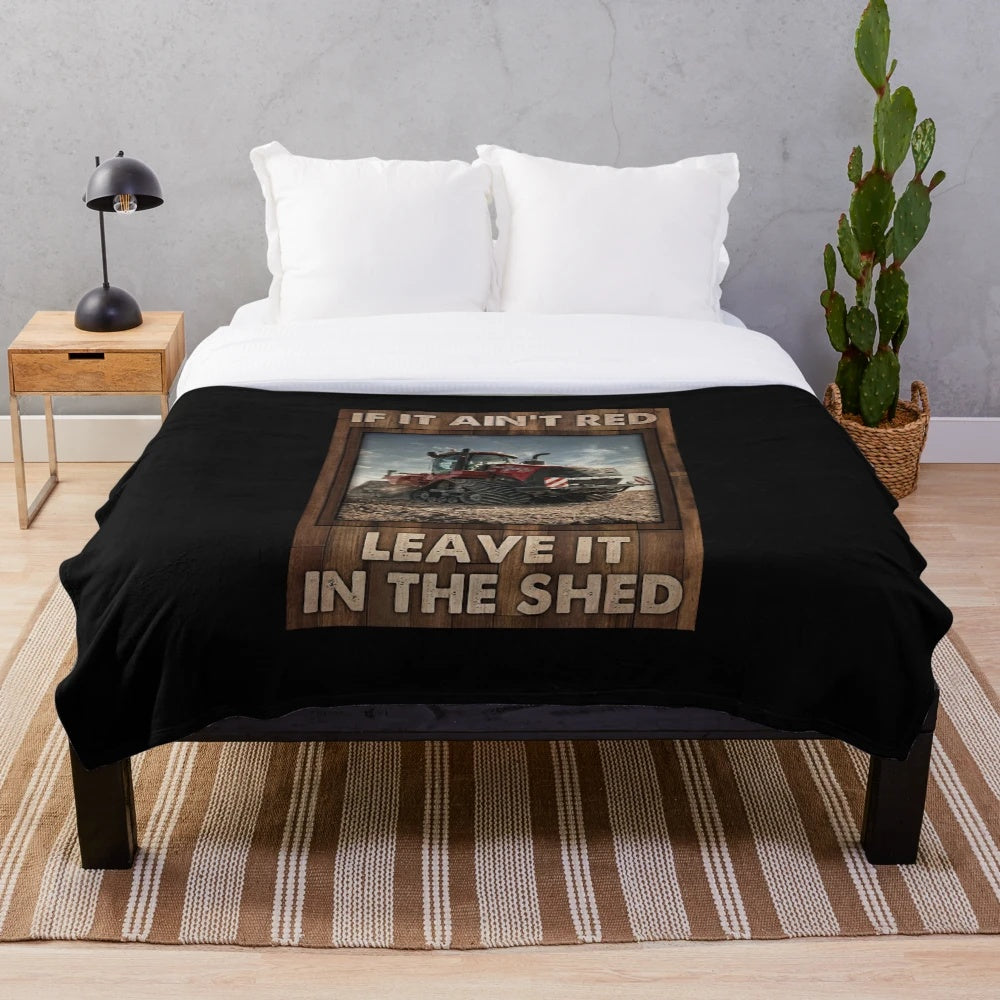 Red tractor plush blanket for farmers and farm decor
