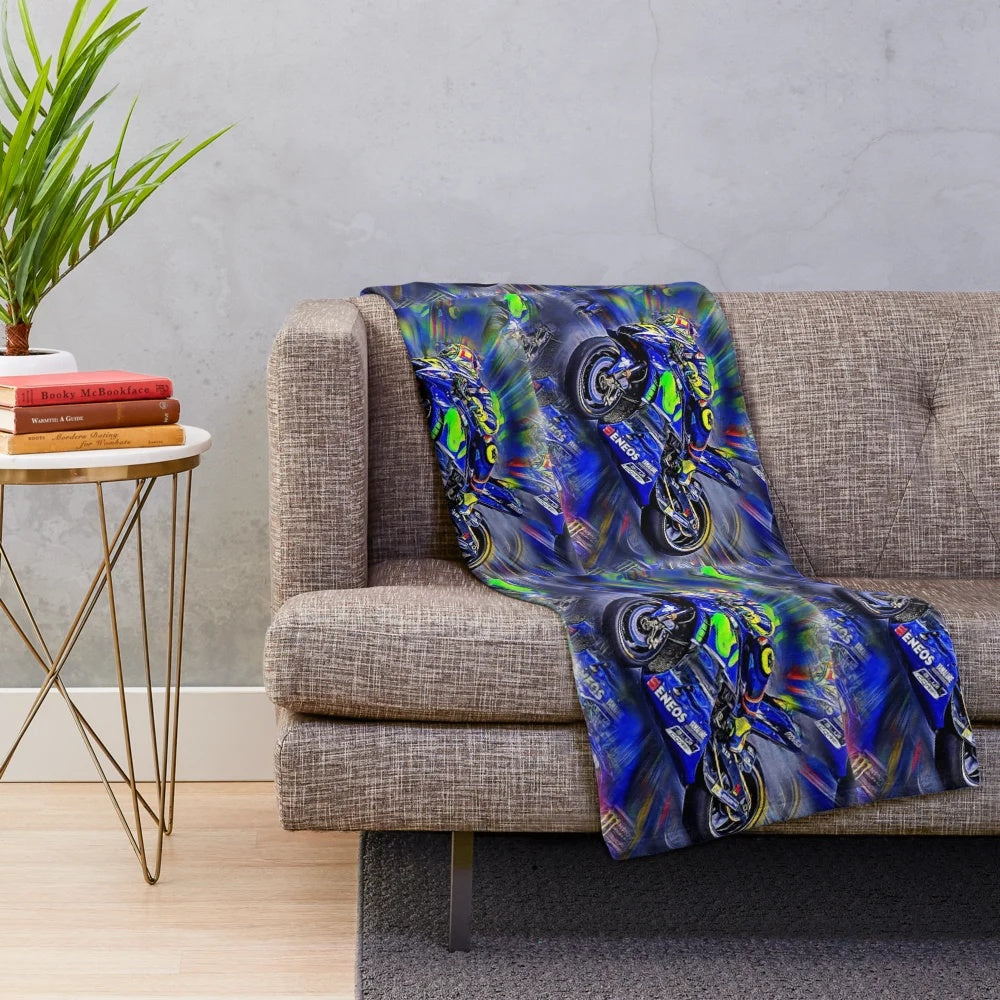 Rossi Racing-Inspired Plush Blanket for Motorcycle Fans