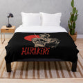 Plush blanket with Japanese cinema harakiri design