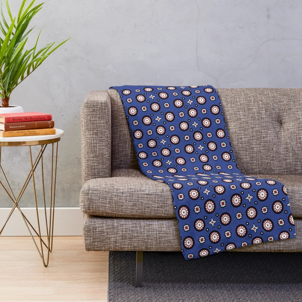 Sindhi Ajrak pattern plush blanket with traditional Sindh cultural design