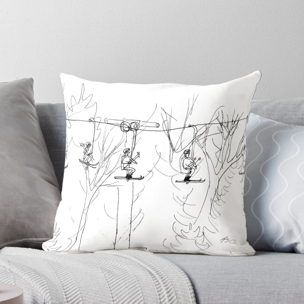 Plush ski lift-shaped pillow for cozy winter comfort