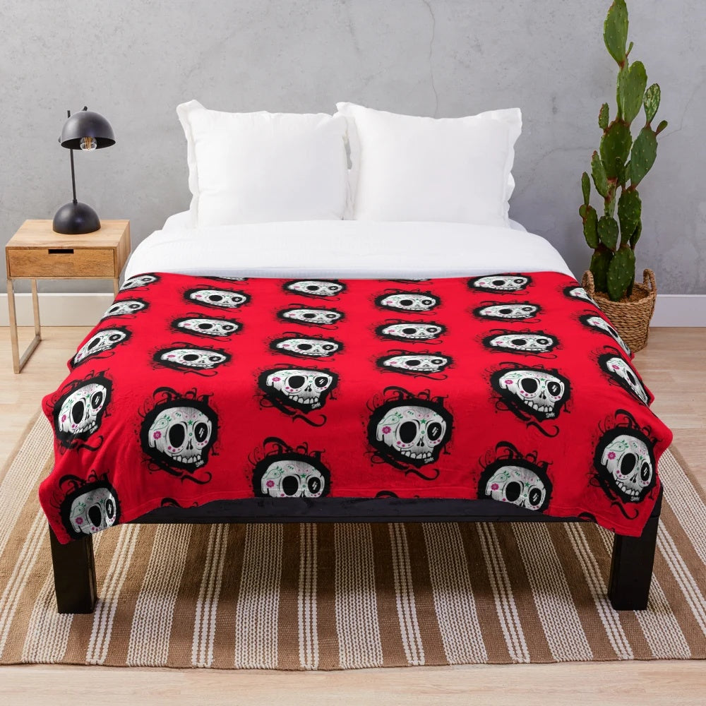 Soft and Warm Skull Day Plush Blanket for Cozy Decor