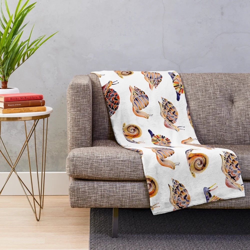 Snail plush blanket with watercolor art design