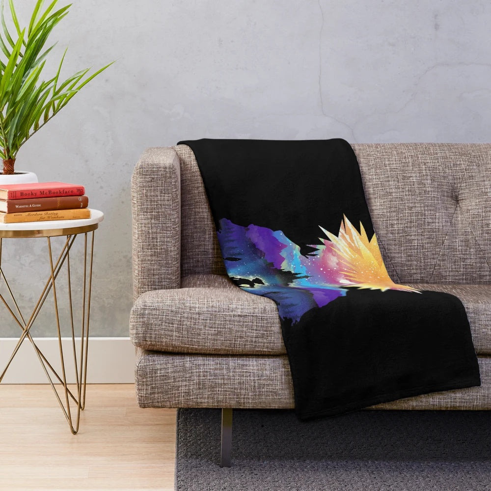 Sora inspired plush blanket with vibrant anime-style illustration