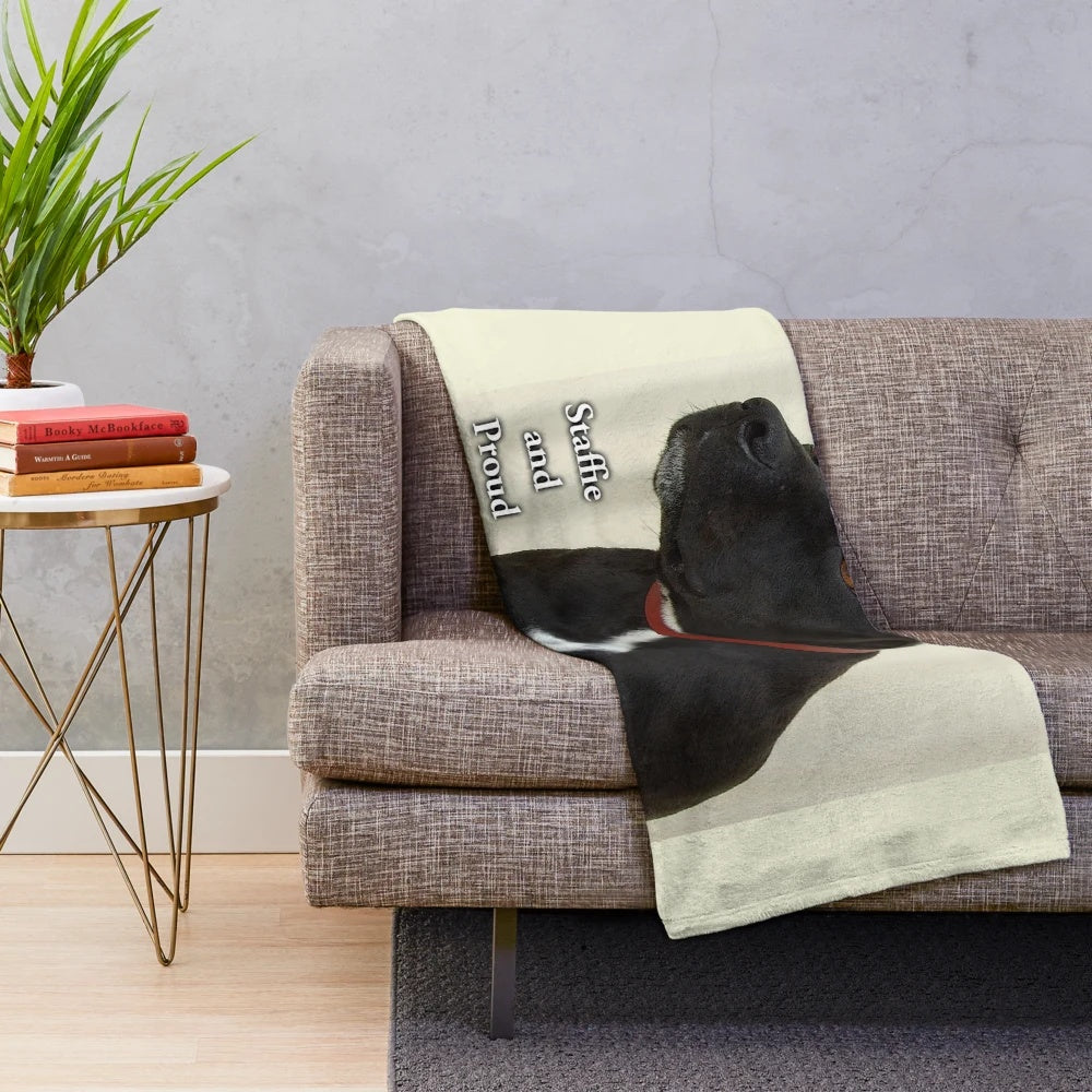 Staffie Plush Blanket with Cute and Proud Design