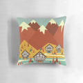 Vintage illustration of a traditional Swiss chalet nestled in the snowy mountains and trees