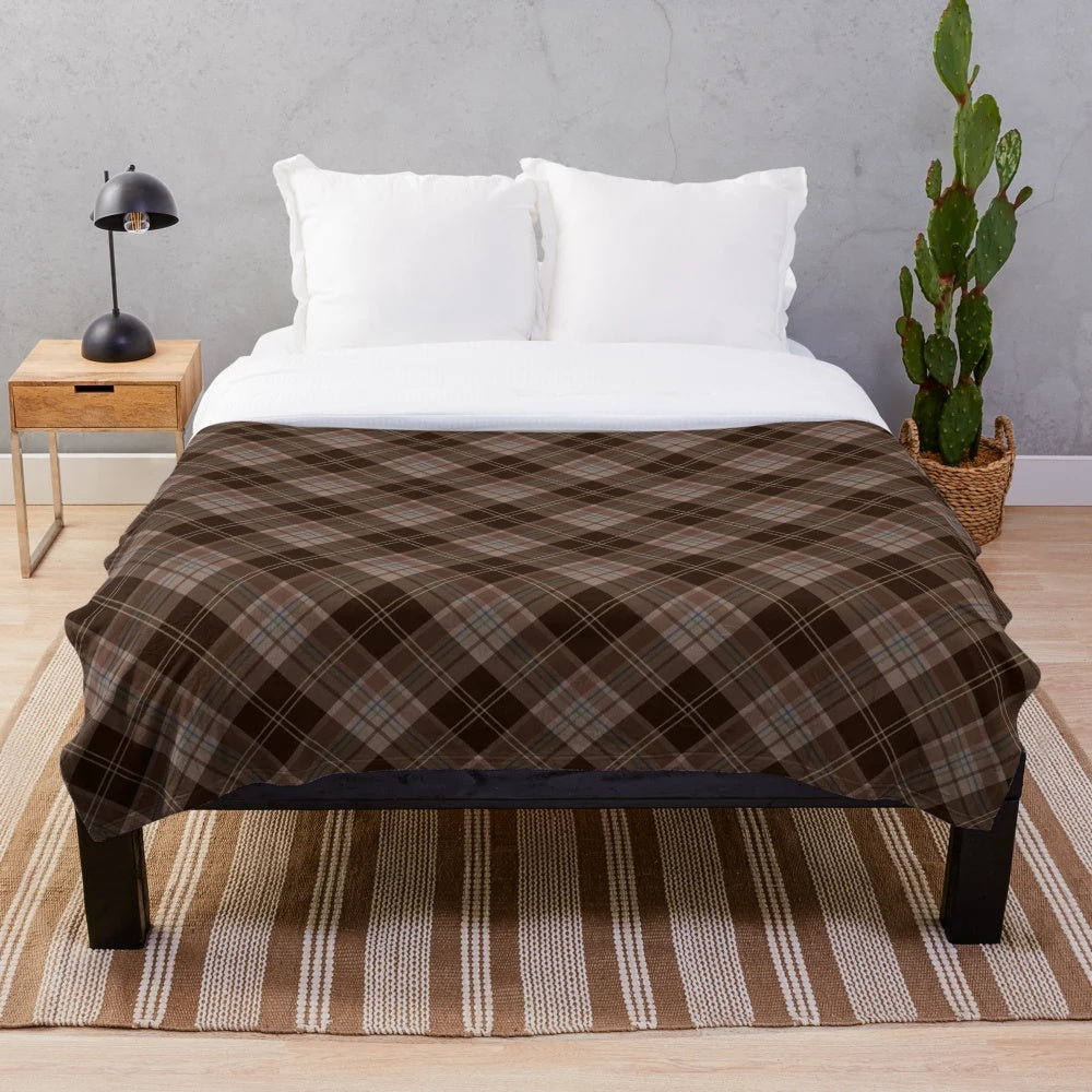 Tartan plaid plush blanket in brown tones