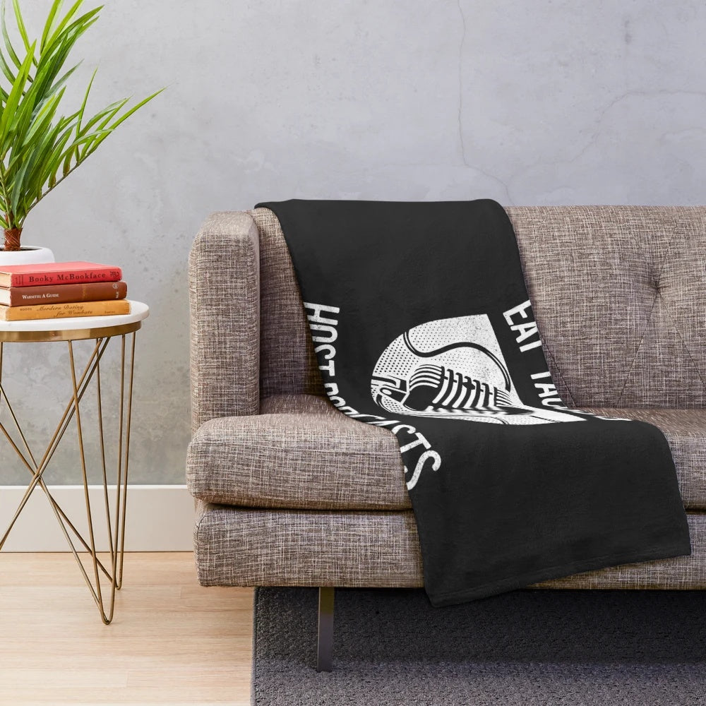 Plush blanket with "Eat Tacos & Host Podcasts" design for true crime podcast fans