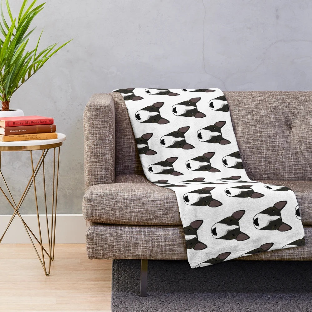 Uschi Plush Blanket with Bull Terrier Design