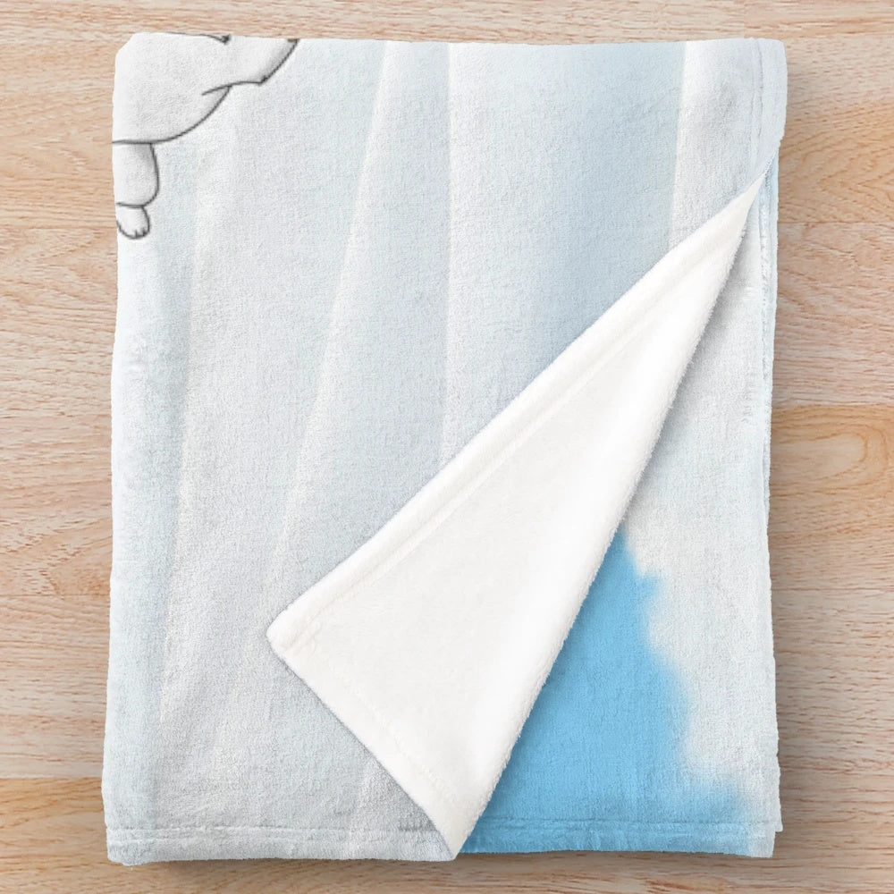 Vintage-style plush blanket with anime-inspired design