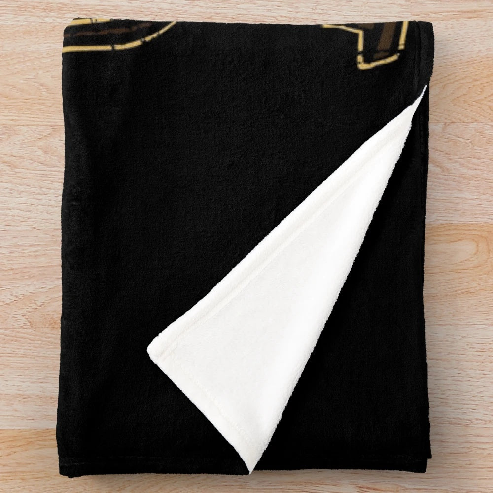 Vintage-inspired plush blanket featuring the ink demon from the video game Bendy and the Ink Machine